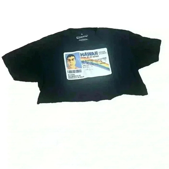 Superbad Women’s XL McLovin Hawaii Drivers License Crop Tee funny Movie - Picture 1 of 5
